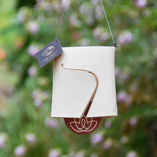 LB - Modern Ceramic Wind Chime in Elegant White with Lotus Pendant