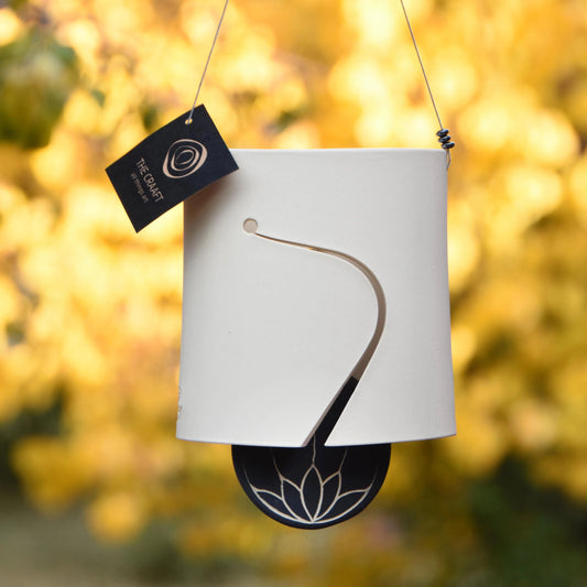 Modern Ceramic Wind Chime in Elegant White with Lotus Pendant