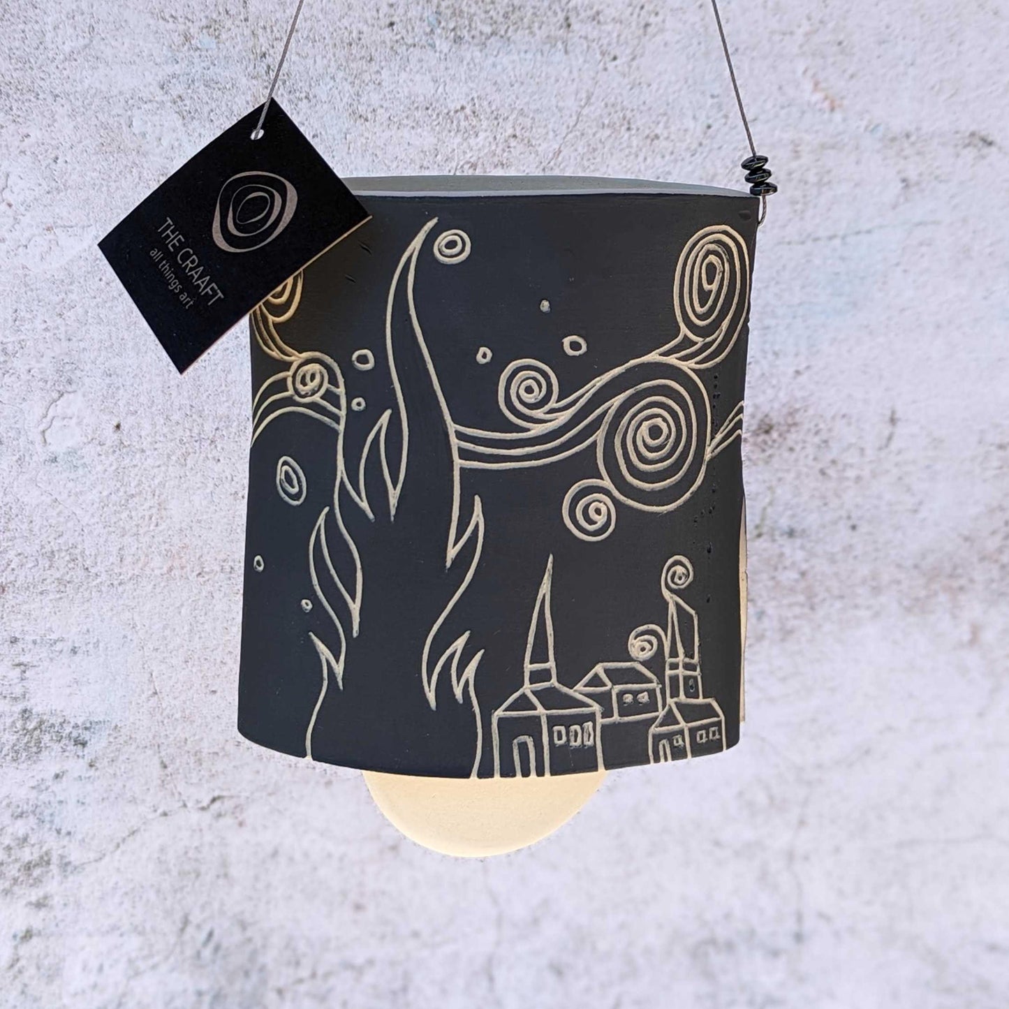 Starry Night Sgraffito Wind Chime Bell