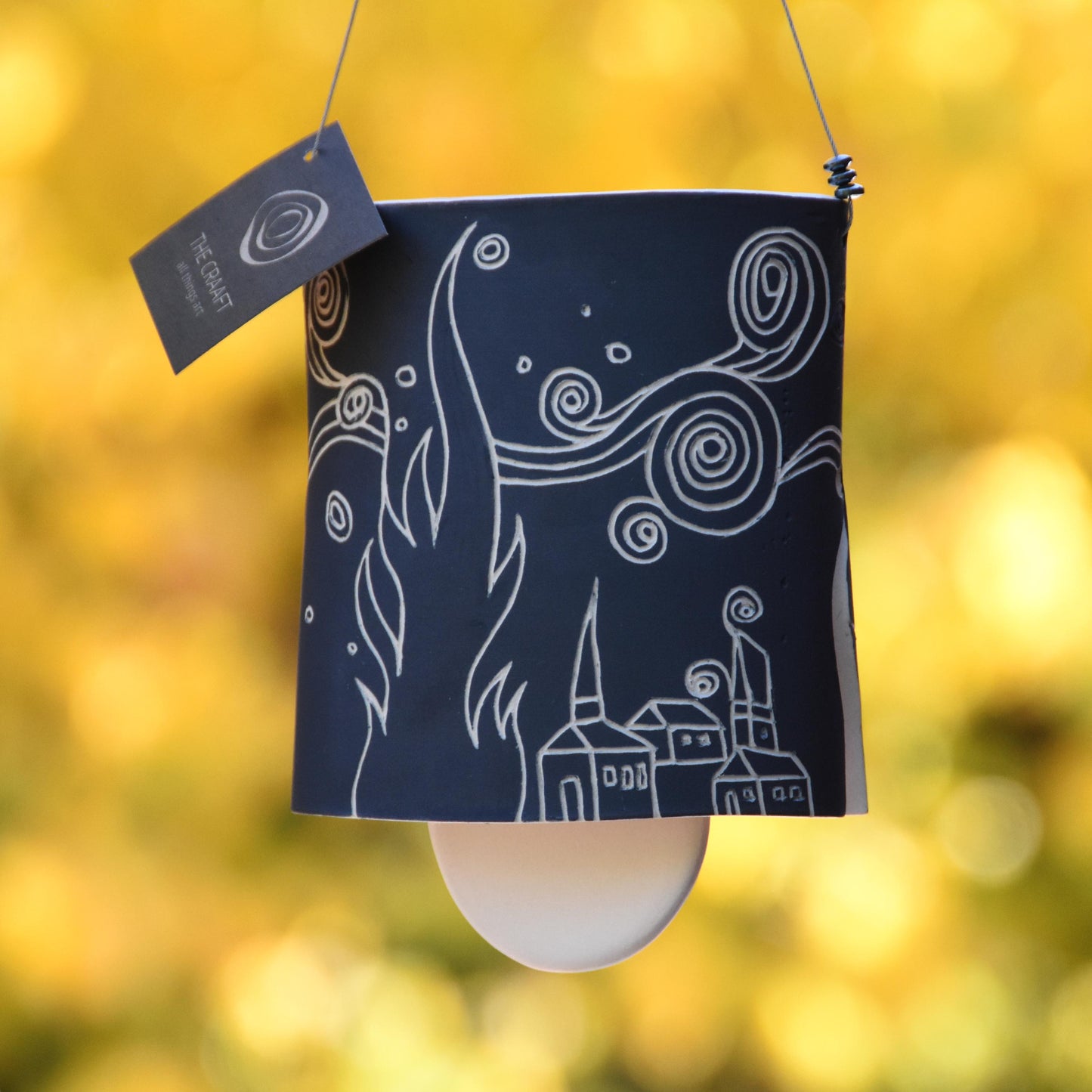 Starry Night Sgraffito Wind Chime Bell