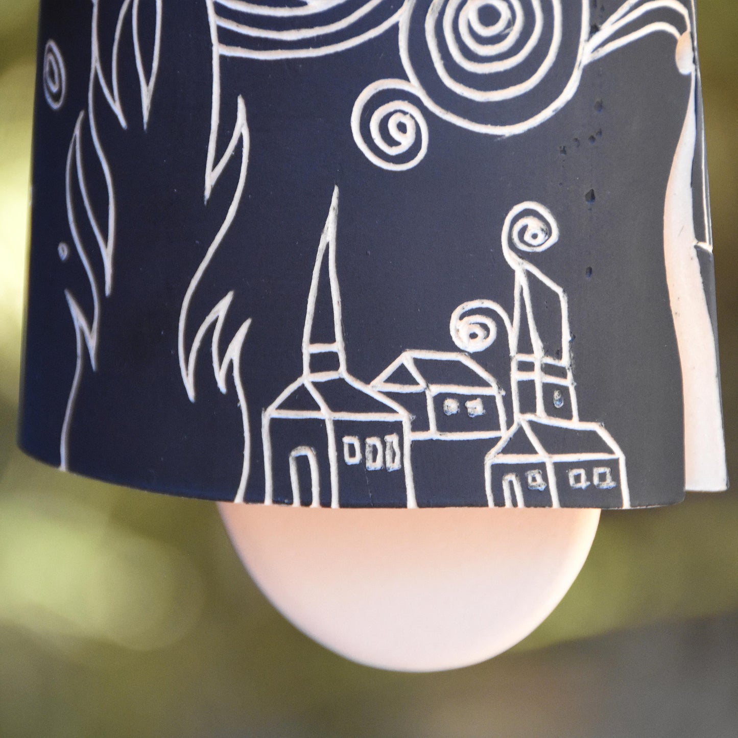 Starry Night Sgraffito Wind Chime Bell