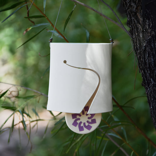 TN - Modern Ceramic Wind Chime in Elegant White with Lotus Pendant (Copy)
