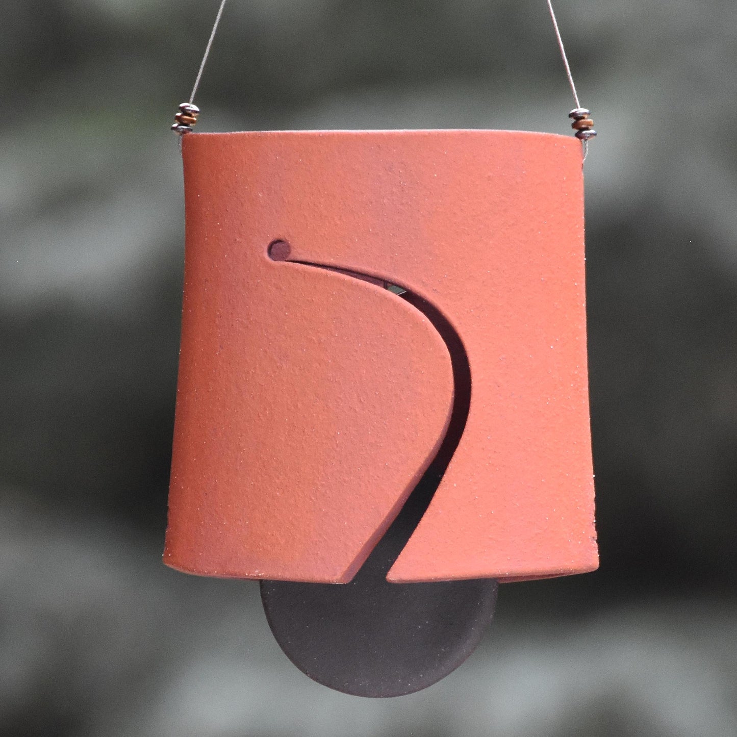 Modern Ceramic Wind Chime in Terra Cotta