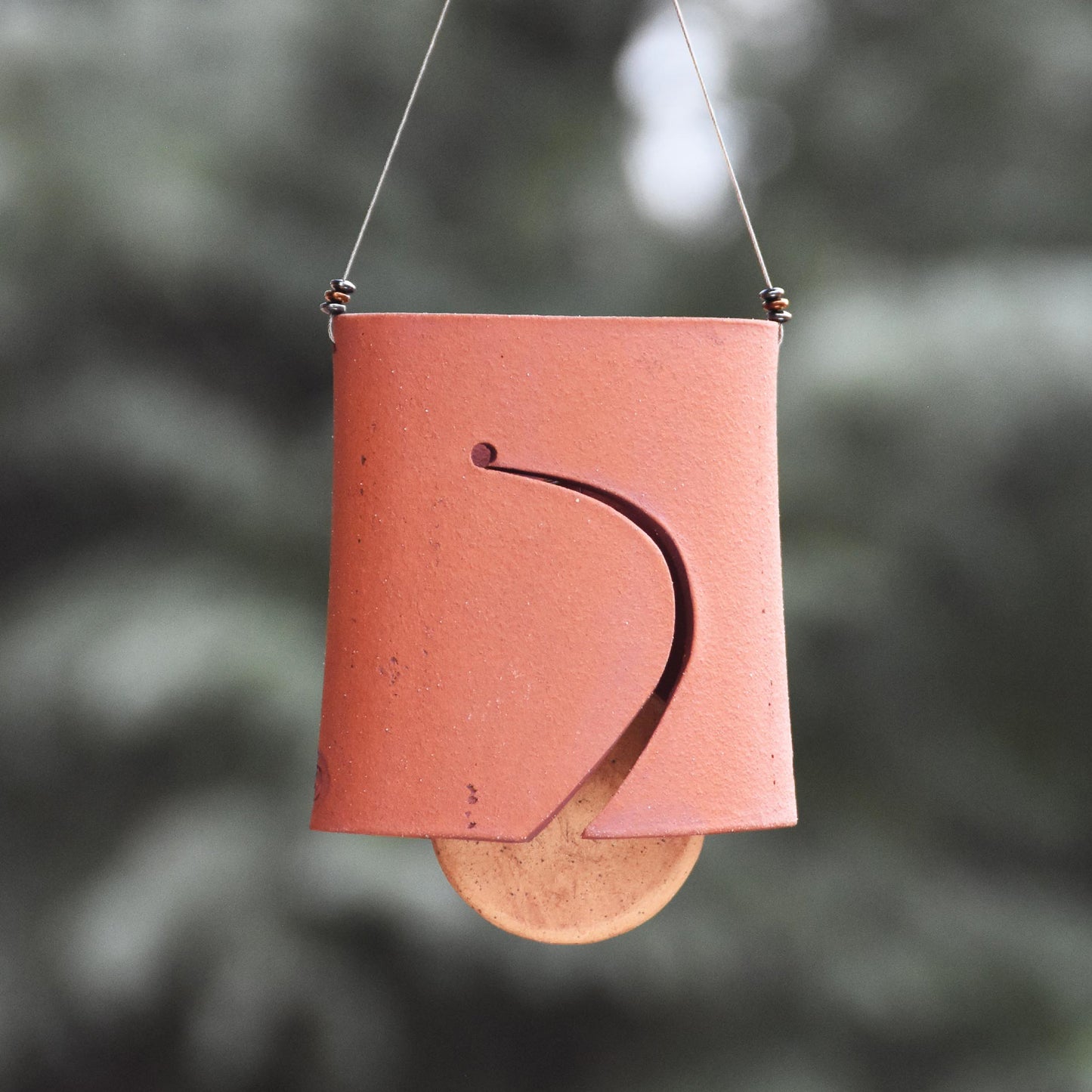 Modern Ceramic Wind Chime in Terra Cotta