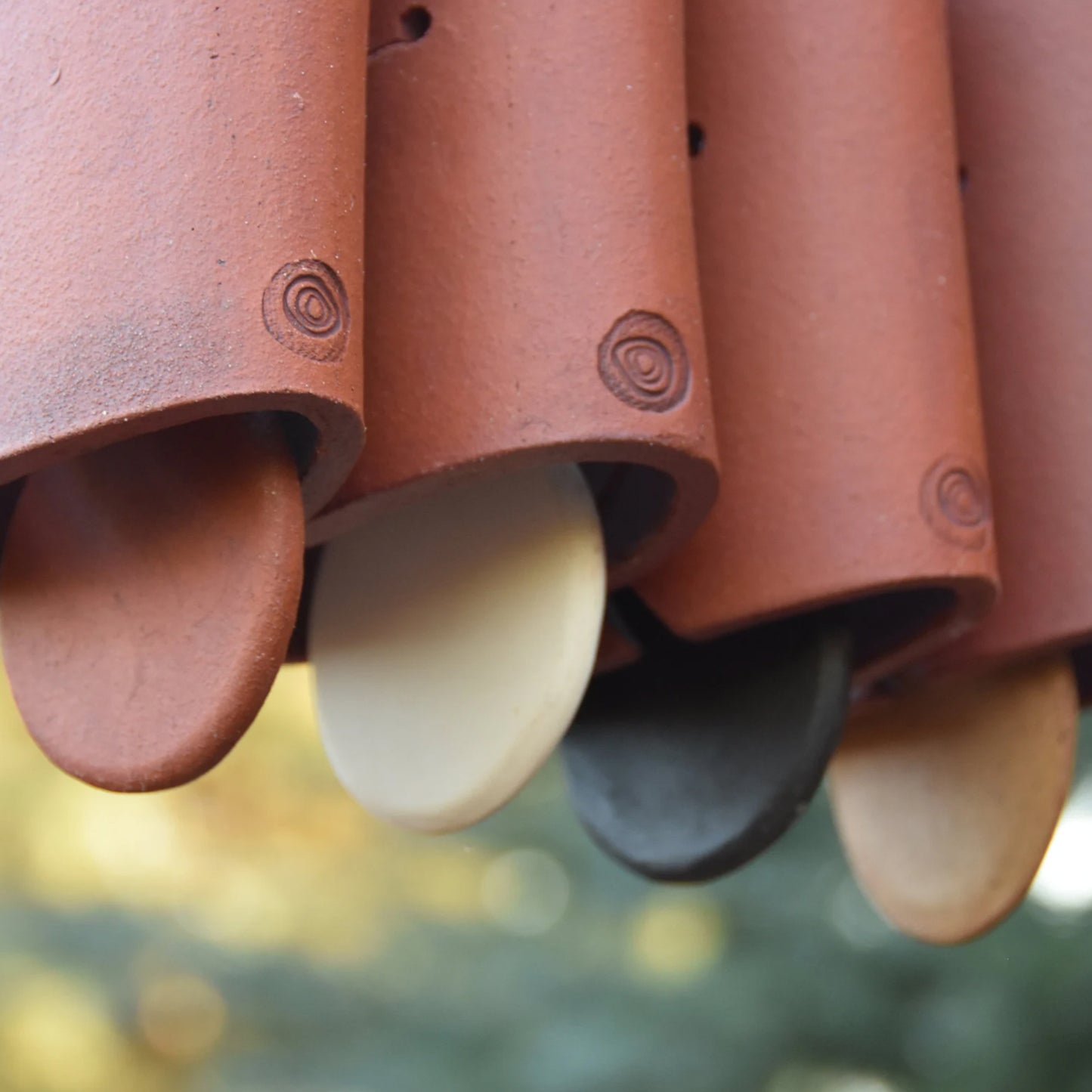 Modern Ceramic Wind Chime in Terra Cotta