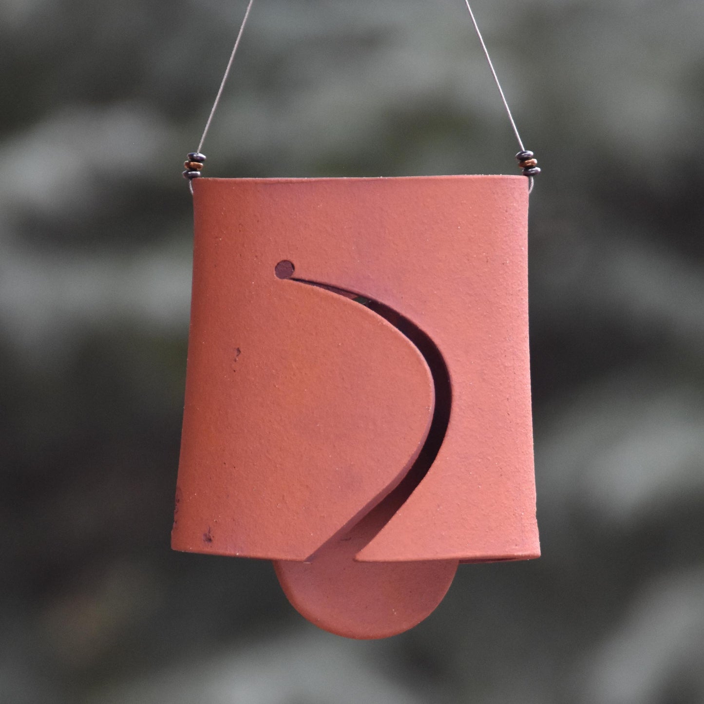 Modern Ceramic Wind Chime in Terra Cotta